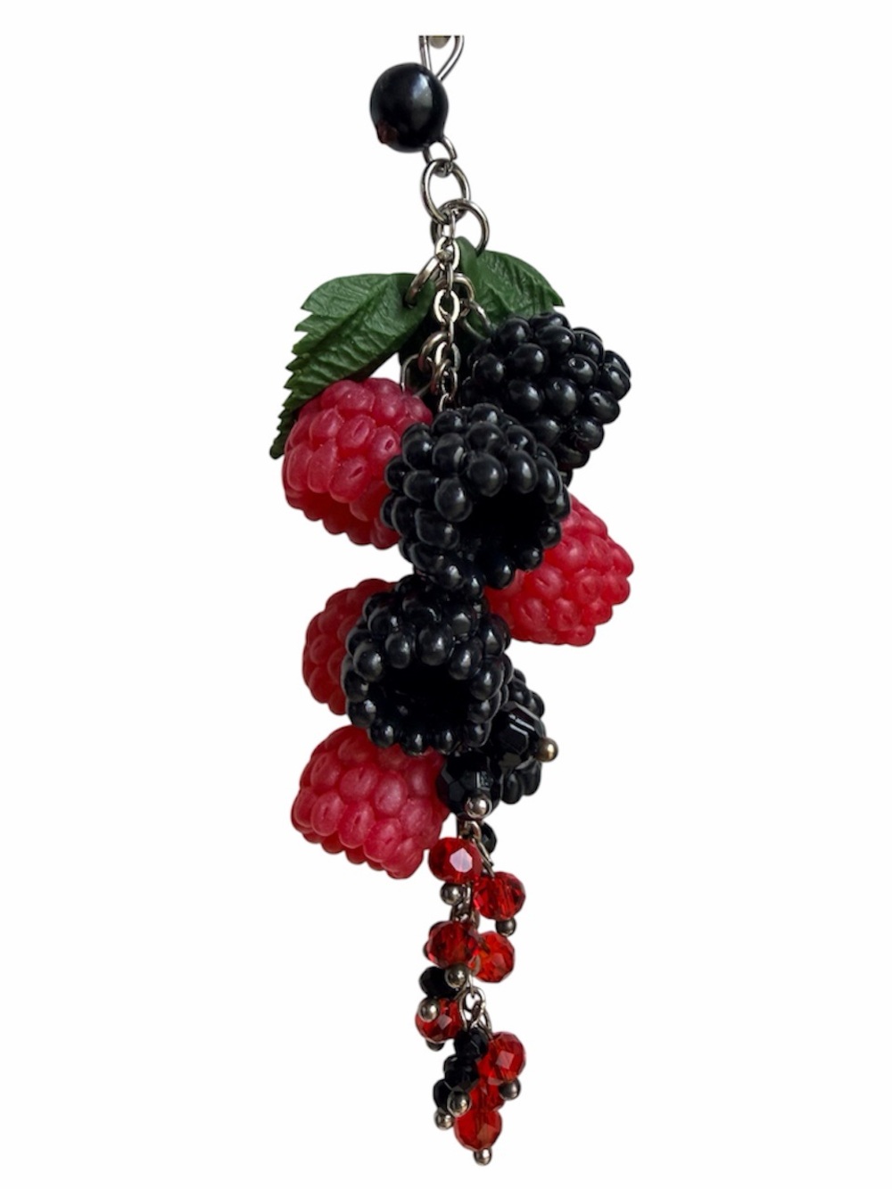 Red and Black Berry Cluster Pendant Necklace